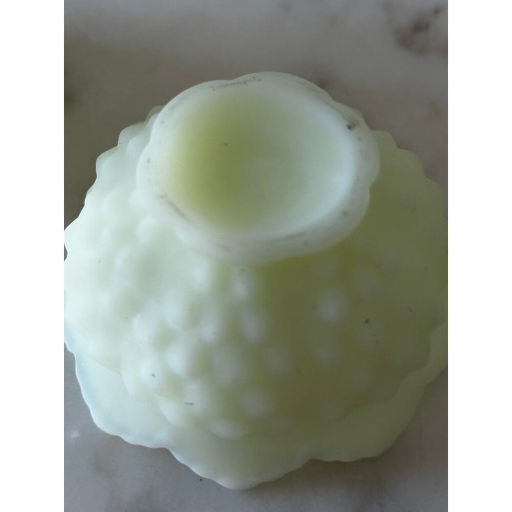 Custard Uranium Glass Hobnail Fairy Lamp Satin UV Reactive Glow - Picture 6 of 13